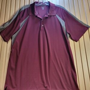 Architect Golf Performance Polo Shirt Mens Large Maroon Grey Colorblock Athletic
